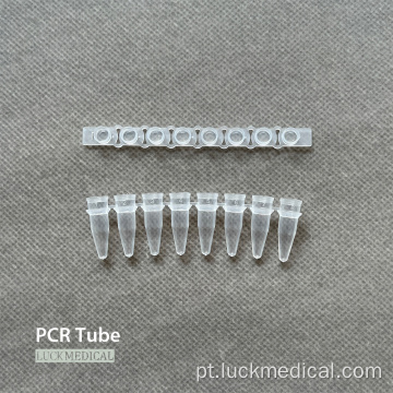 PCR de tira de 8 tubos de plástico descartável